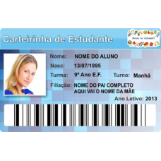 01 Cartão de proximidade - 5,4x8,6cm - 4x0 cores - PVC 0,76mm - Cantos arredondados, furo padrão opcional, mifare e RFID 13,56 Mhz