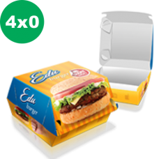 250 Embalagens grande - 21,4x44,401cm - 4x0 cores - Supremo 300g - Corte especial padrão hamburguer