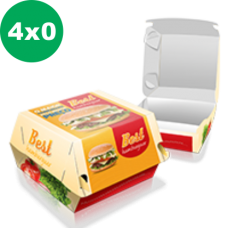 100 Embalagens pequena - 17,595x35,239cm - 4x0 cores - Supremo 300g - Corte especial padrão hamburguer