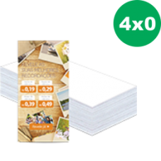 5.000 Folhetos - 9x20cm - 4x0 cores - Couché 90g - Cantos retos