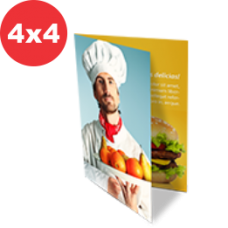 2.500 Folders - 28x20cm - 4x4 cores - Couché 90g - Cantos retos e 01 dobra