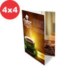 5.000 Folders - 30x20cm - 4x4 cores - Couché 115g - Cantos retos e 01 dobra