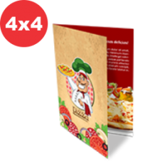 2.500 Folders - 14x10cm - 4x4 cores - Couché 90g - Cantos retos e 01 dobra