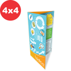2.500 Folders - 28x20cm - 4x4 cores - Couché 90g - Cantos retos e 2 dobras paralelas