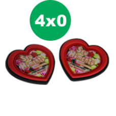 50 Imãs (personalizável) - 5x4,5cm - 4x0 cores - Emborrachado 5,5mm - Corte especial coração