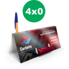 100 Calendários porta-cartões e porta canetas - 18x25cm - 4x0 cores - Couché 300g - Corte especial padrão e verniz total frente