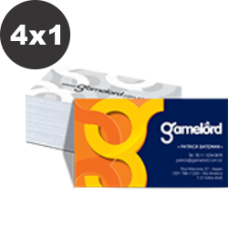 500 Cartões de visita - 9x5cm - 4x1 cores - Couché 300g - Cantos retos e laminação verniz brilho total frente